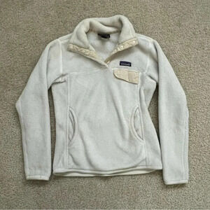 Patagonia Women Small Ivory Cream Re-Tool Snap T Fleece Pullover STY25442 Polyes